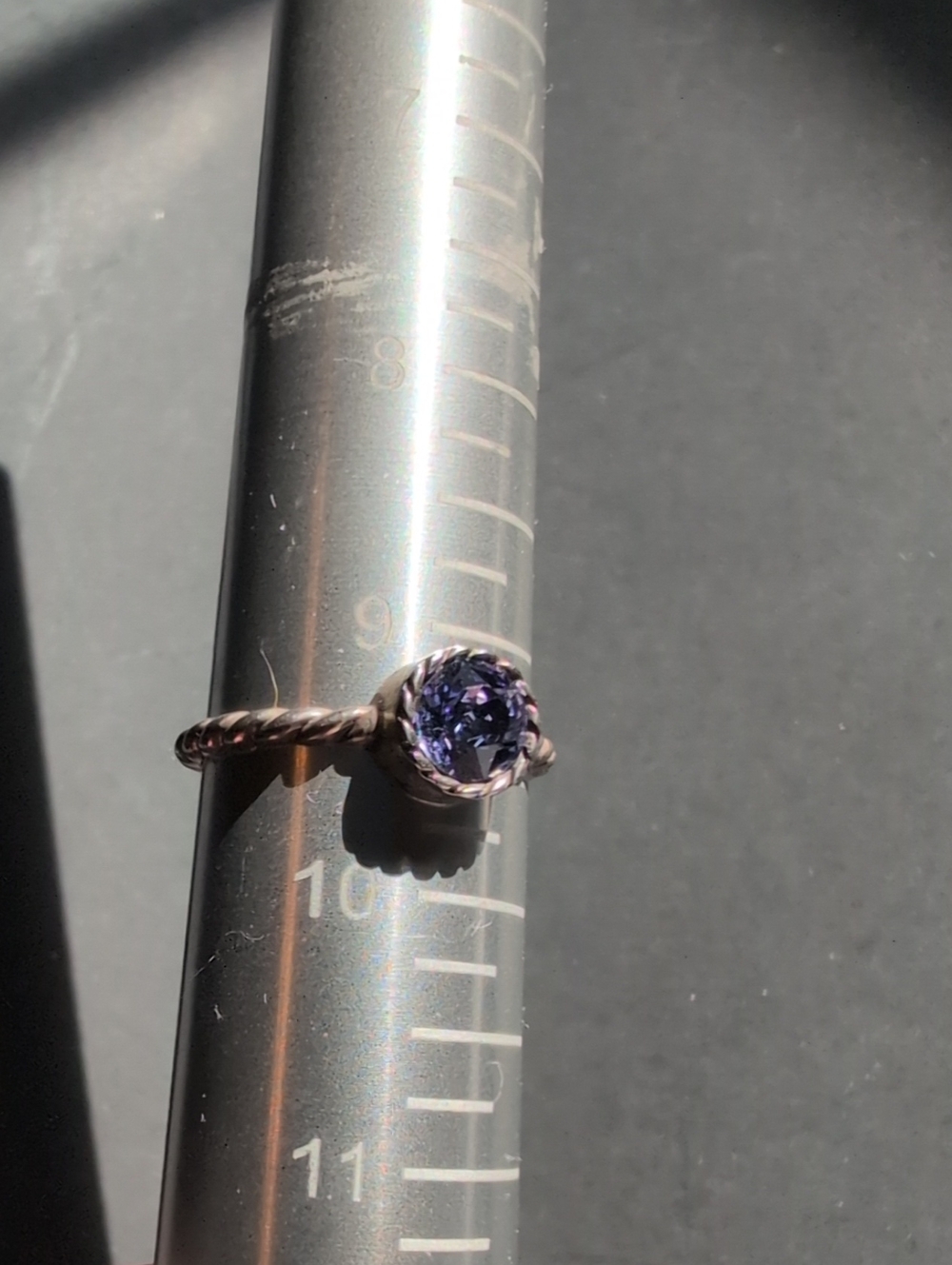 Brighton Silver Twisted Band Ring with Purple Gemstone Size 9.5